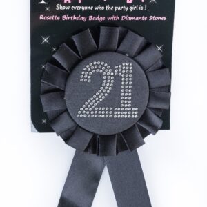 Happy Birthday 21st Rosette Birthday Badge With Diamante Stones